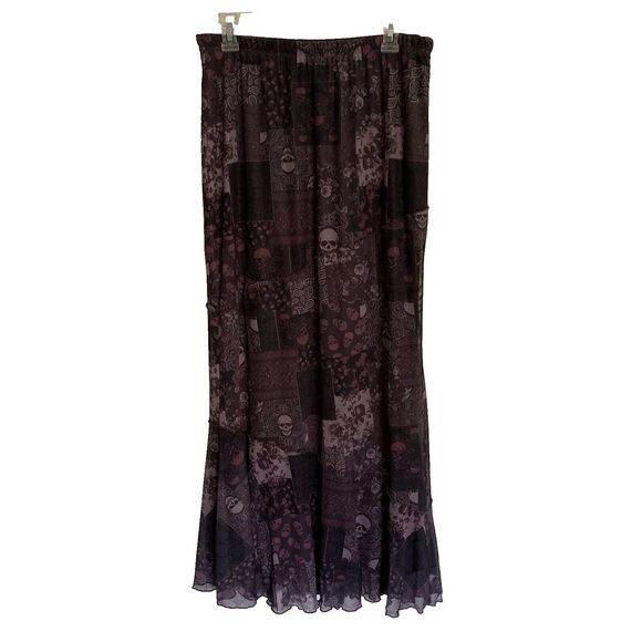 NWT Social Collision Skull Paisley Patchwork Maxi Skirt Halloween LARGE - Picture 7 of 7